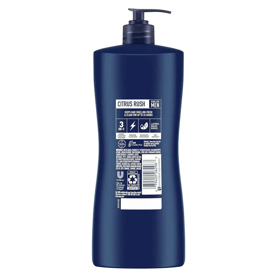 Suave Men 3-in-1 Shampoo, Conditioner & Body Wash, Citrus & Sandalwood, 28 fl oz